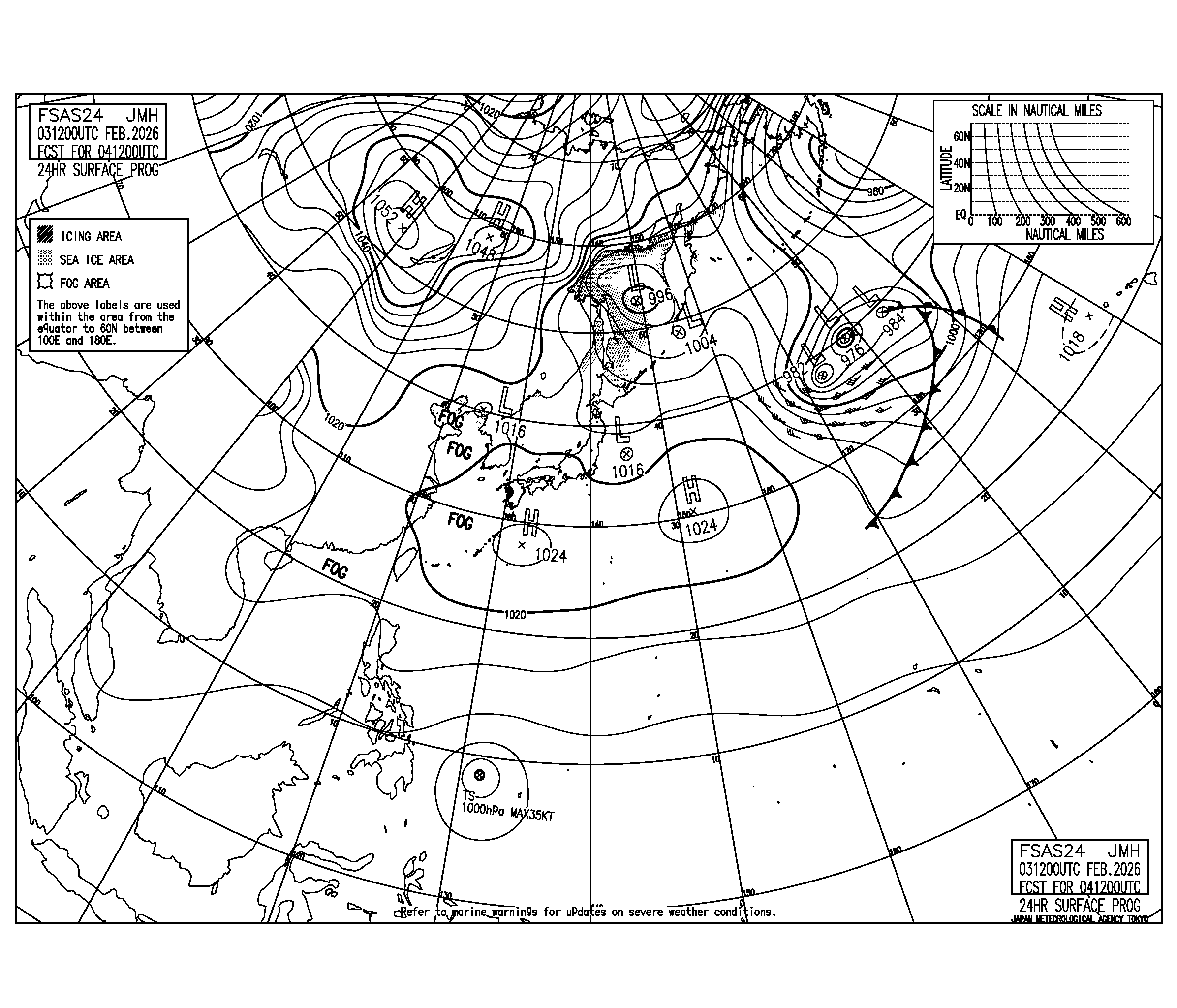 Владивосток Японская карта погоды метеорологического агентства JMA