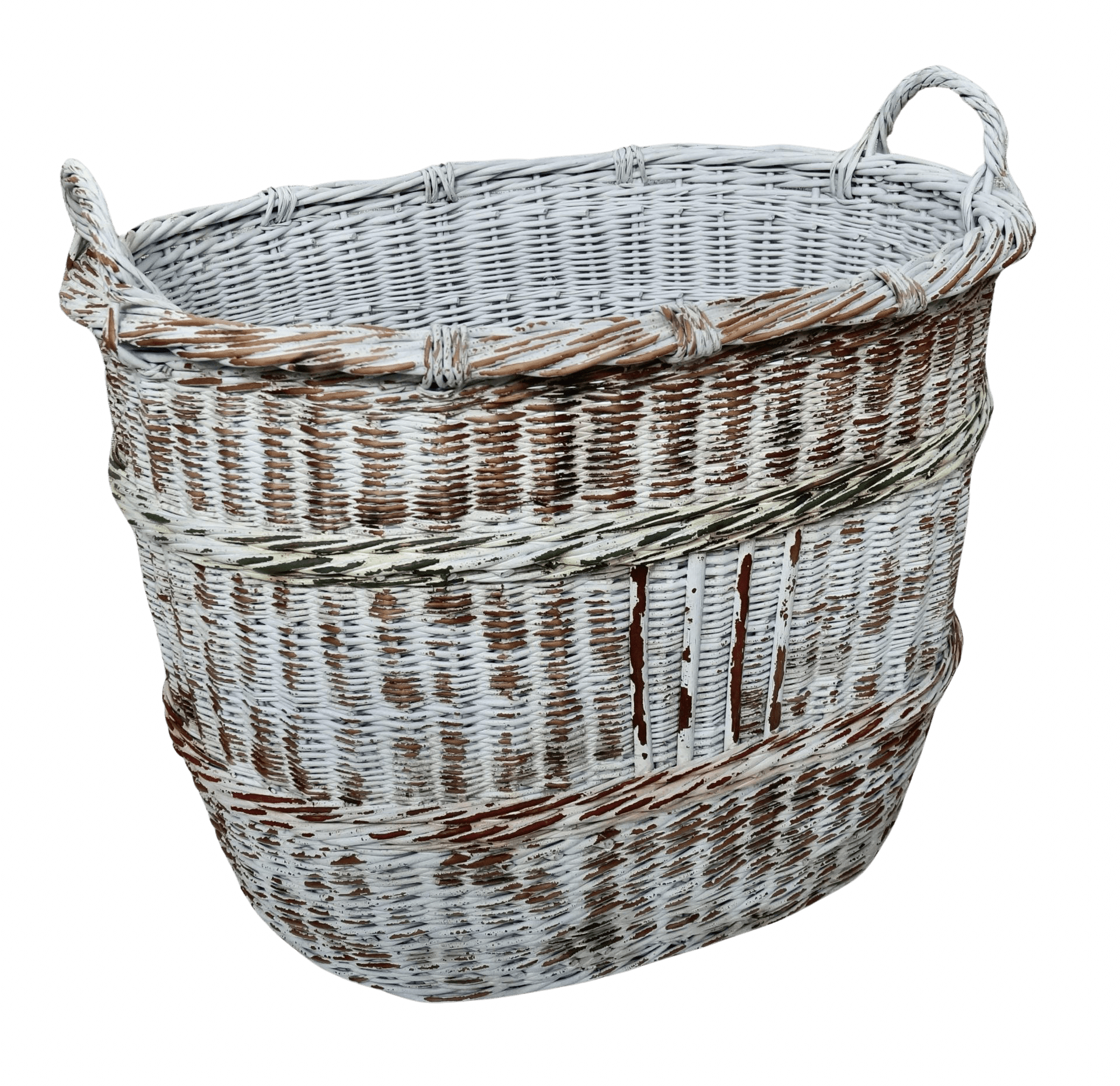 Large Painted Willow Log Basket ImParlour