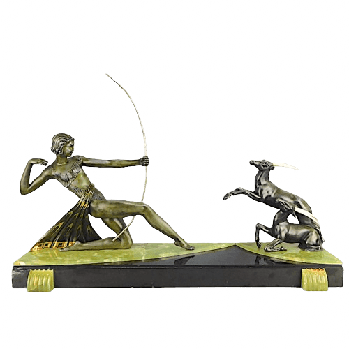 French Art Deco Sculpture Diane the Huntress by Uriano ImParlour