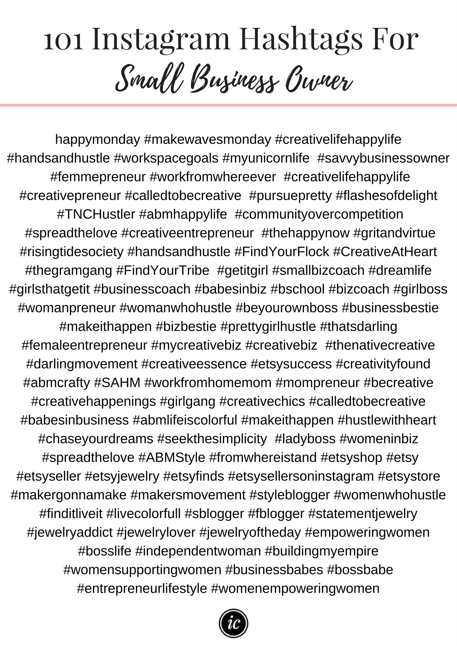 101 Instagram Hashtags For The Creative Entrepreneur & Small Business