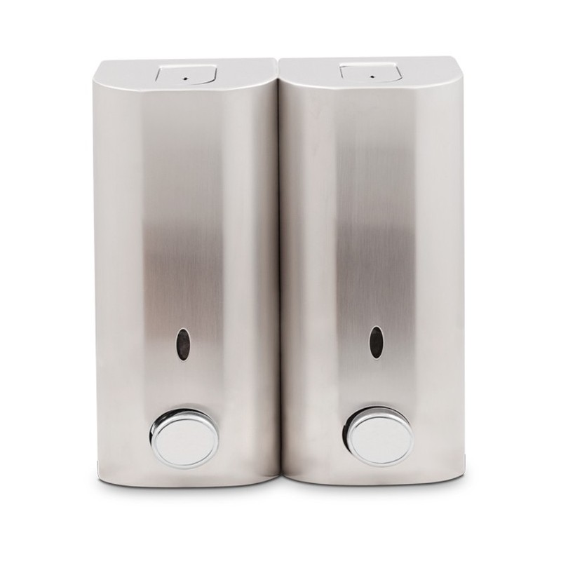 Double Lockable Soap Dispenser Finish Colour Satin Nickel Size Double
