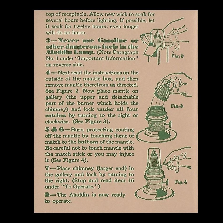 Aladdin Lamp Model B Instruction Booklet Part Book B Imperial