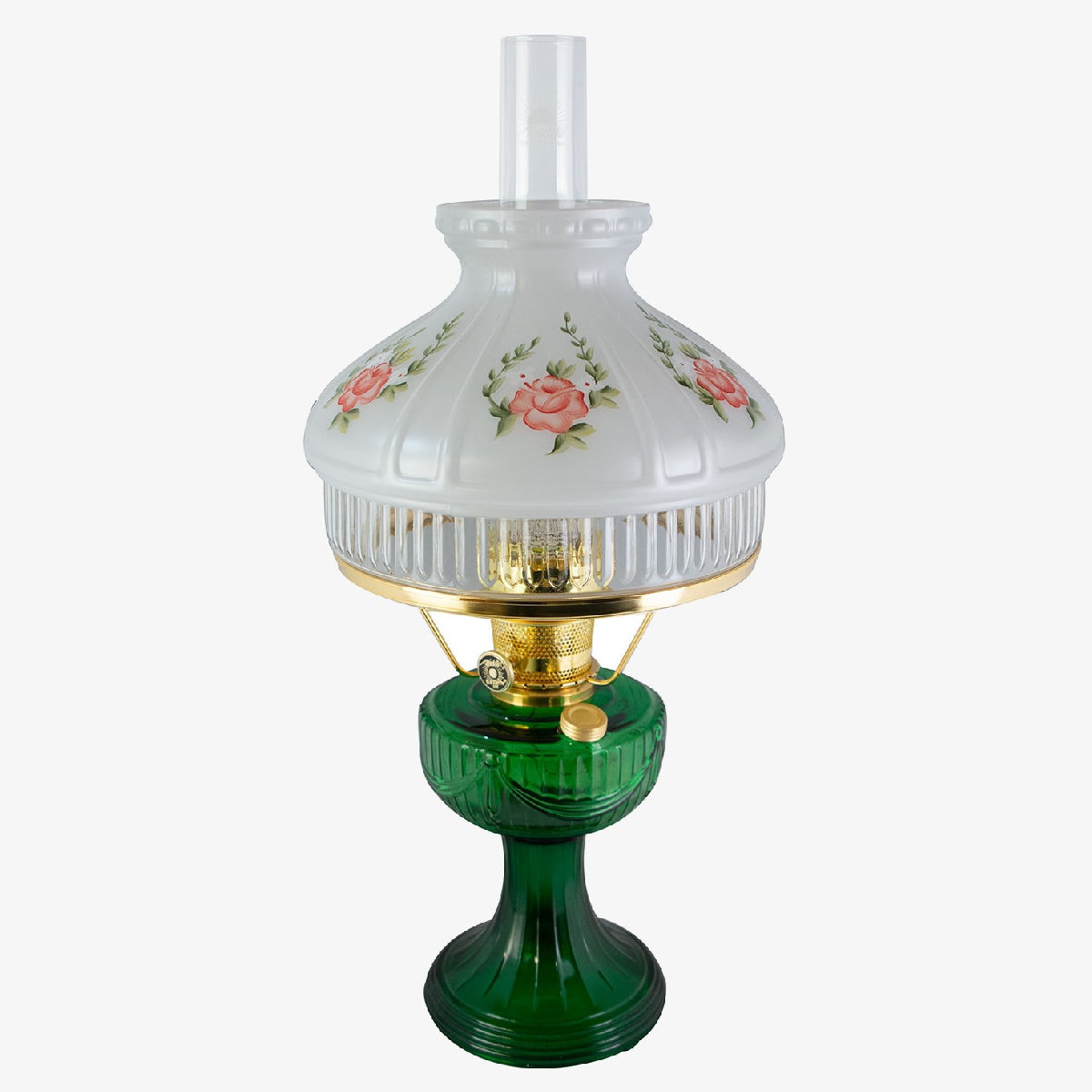 Aladdin Brass Heritage Oil Lamp W/Green Shade 24 Vermont Lanterns