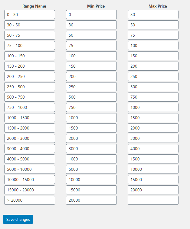 Price Filter Ranges • Premium Toolset • impleCode