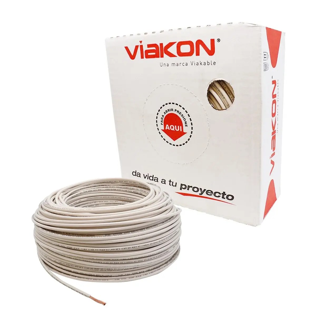 Cable thhnthwn 12 awg blanco rollo (flexible) viakon Implosa