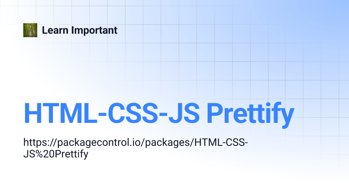 HTMLCSSJS Prettify Important settings