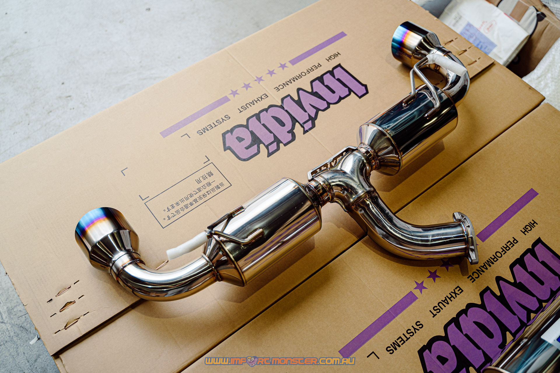 Invidia N2 76mm burnt titanium tip cat back exhaust to suit GR YARIS