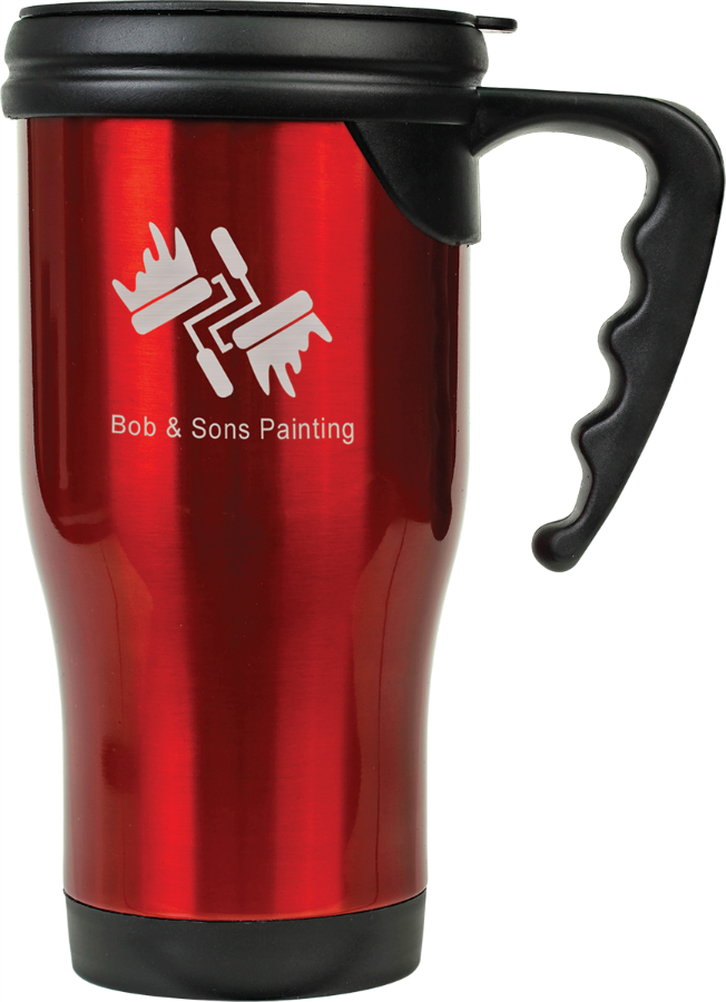 CUSTOMIZED 16 oz. Stainless Steel Travel Mug with Handle Impressive Trophies & Awards