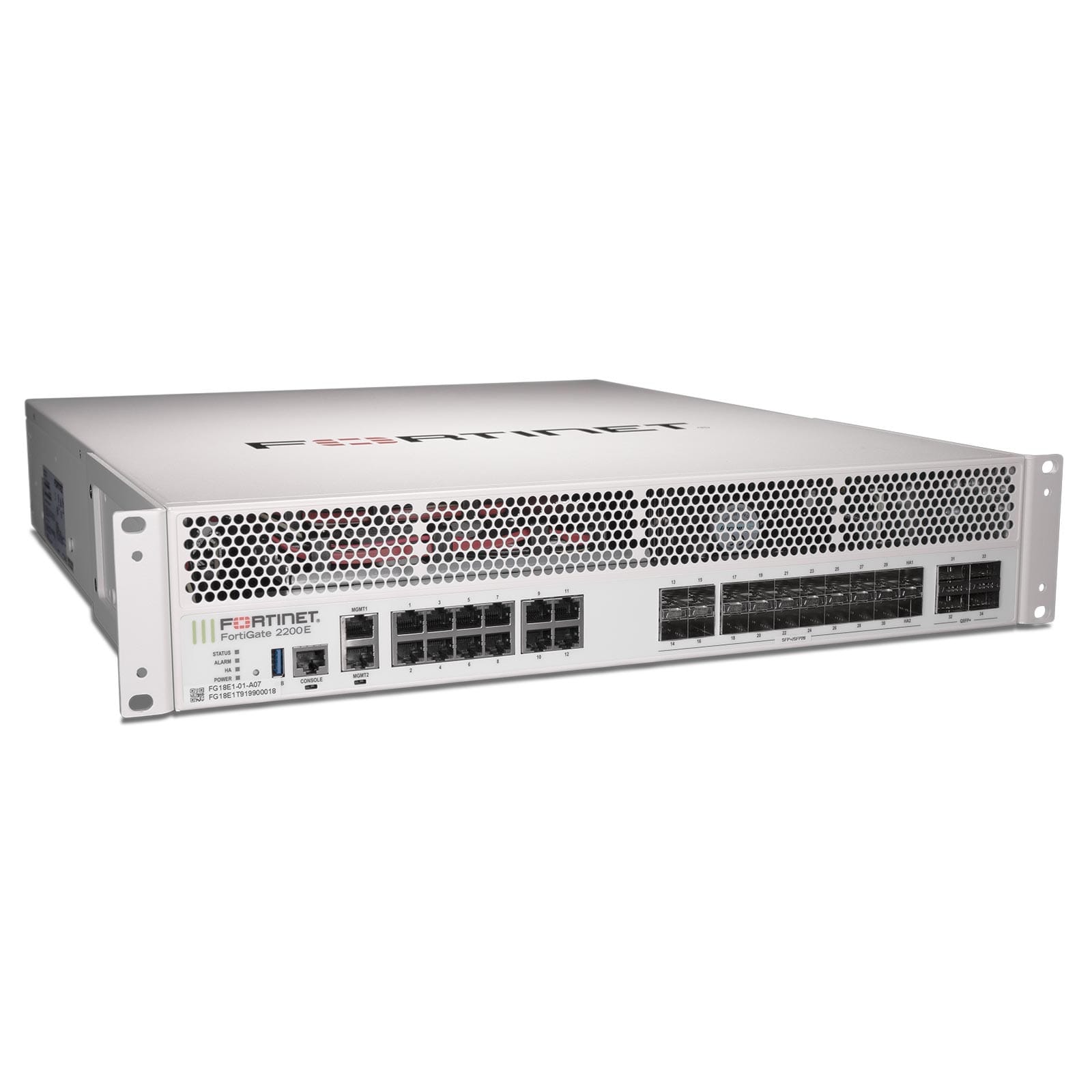 FortiGate 2200E 4x 40 GE QSFP+ slots, 20x 25 GE SFP28 slots (including 18x ports, 2x HA ports