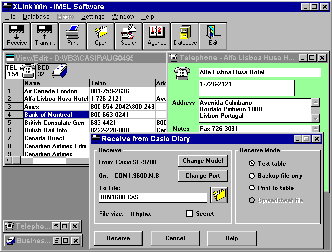 Sharp Electronic Organizer Information