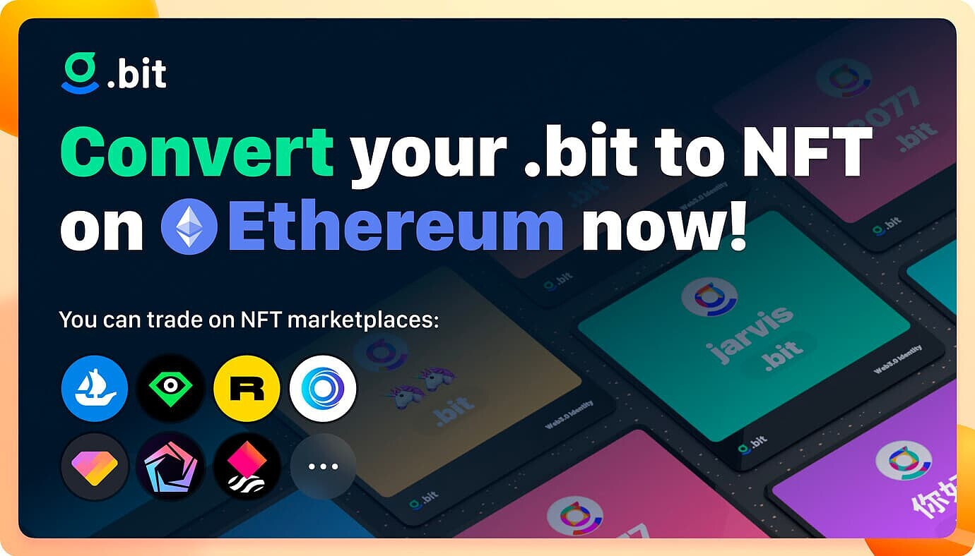 Convert your .bit to NFT on Ethereum now! （Single .bit NFT sold at up