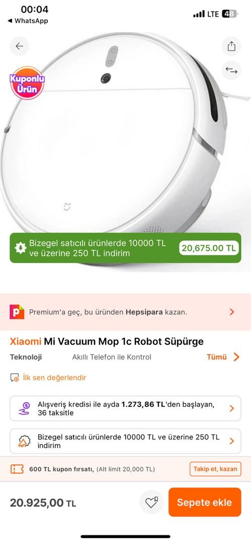 Xiaomi Mi Vacuum Mop 1c Robot Süpürge Diğer 1675284594