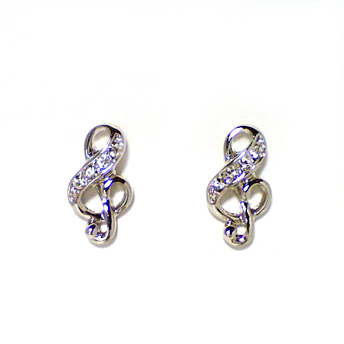 Fashion Jewelry 18K White Gold Plated Music Note Stud Earrings (FE028