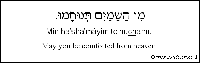 Learn Hebrew Phrases with Audio 76 May you be comforted from heaven.