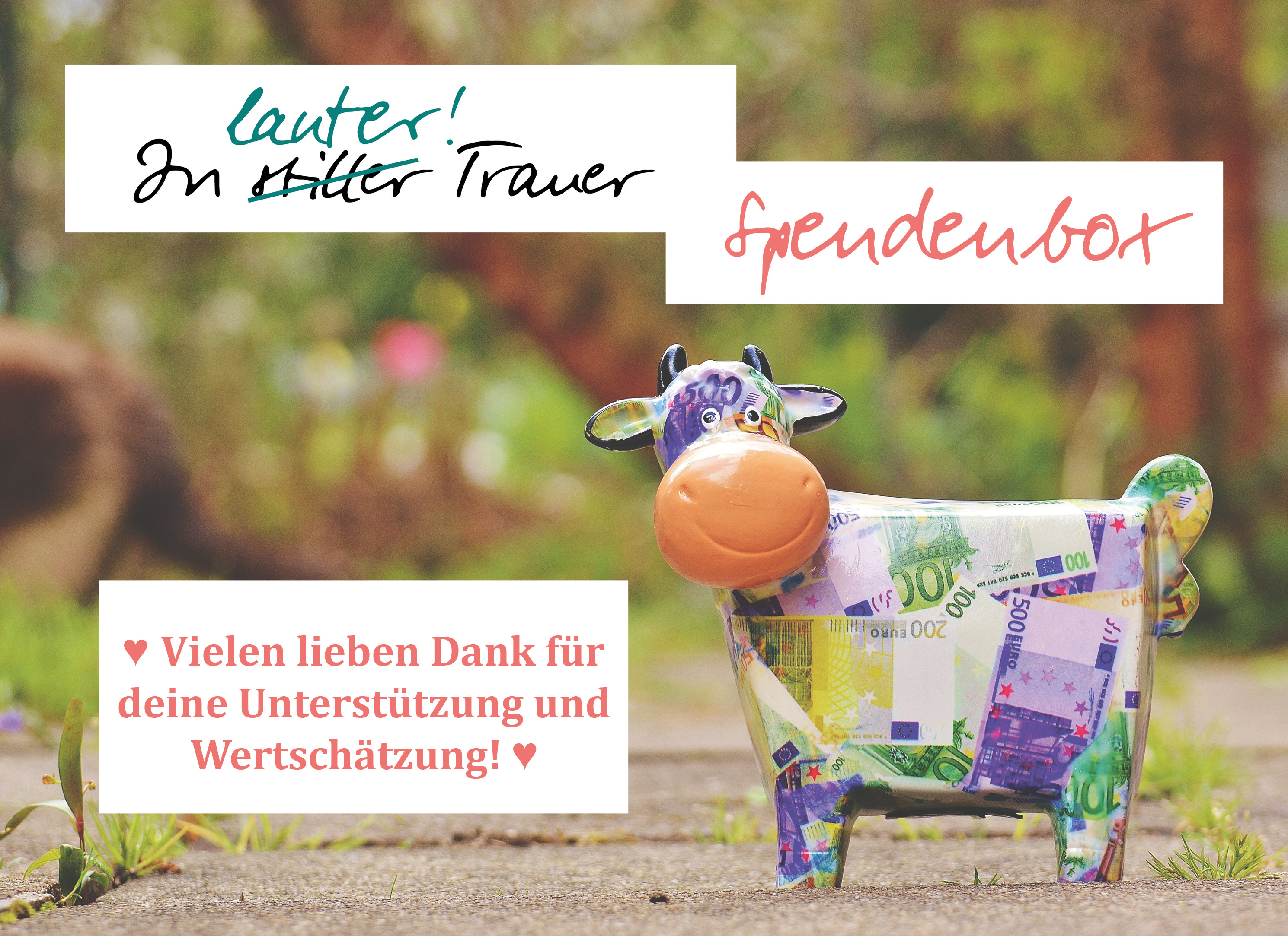 Spendenbox In lauter Trauer