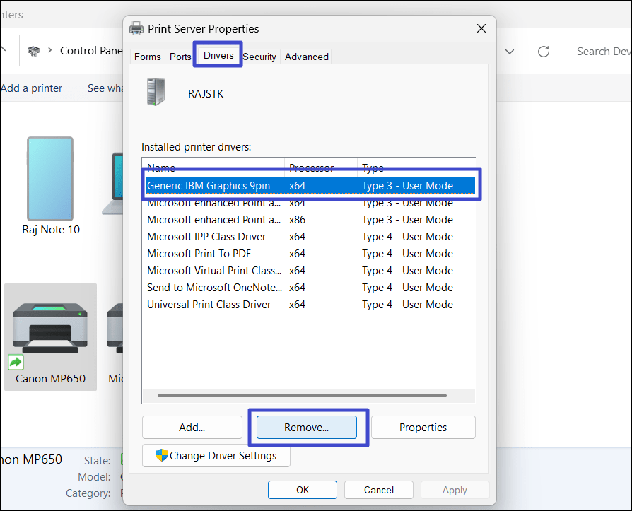 Delete/Uninstall a Printer in Windows 11/10