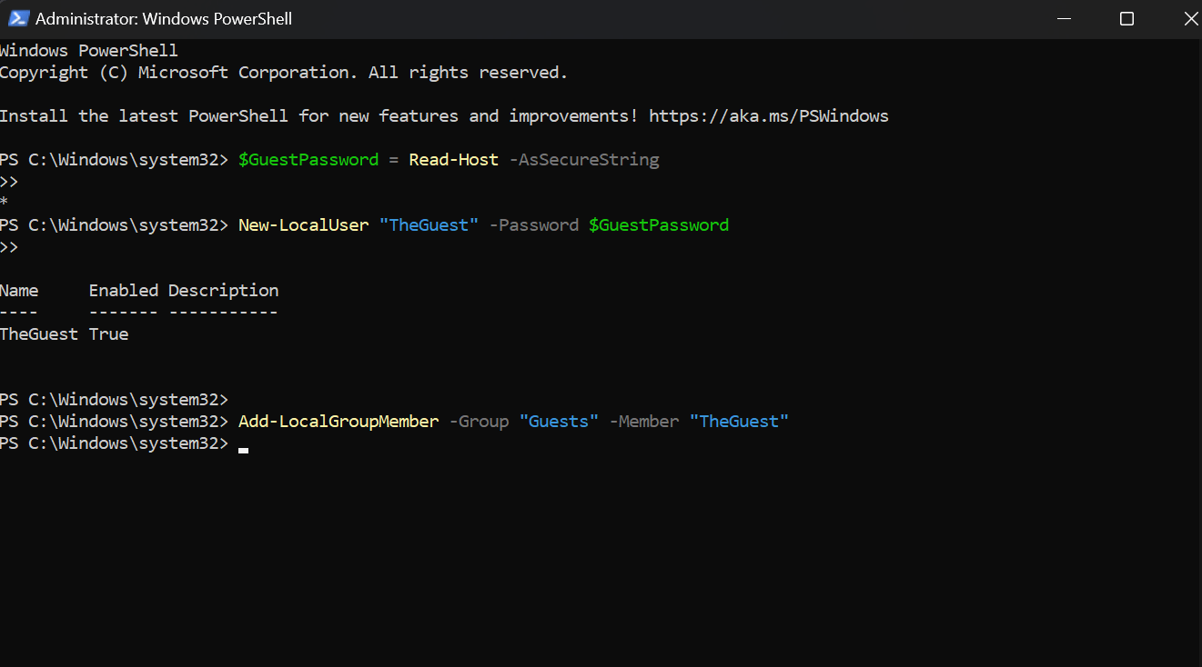 How to add Guest Account in Windows 11