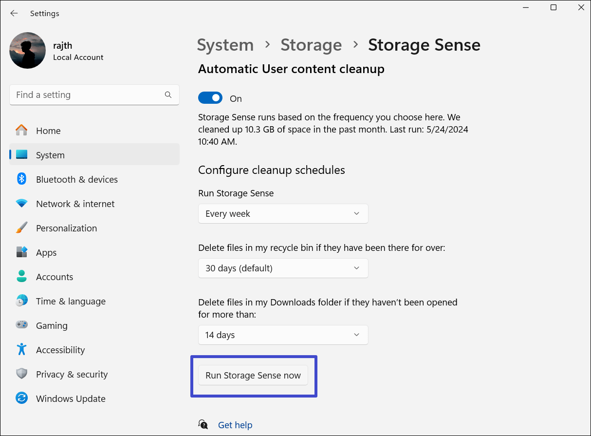 How to use Storage Sense in Windows 11