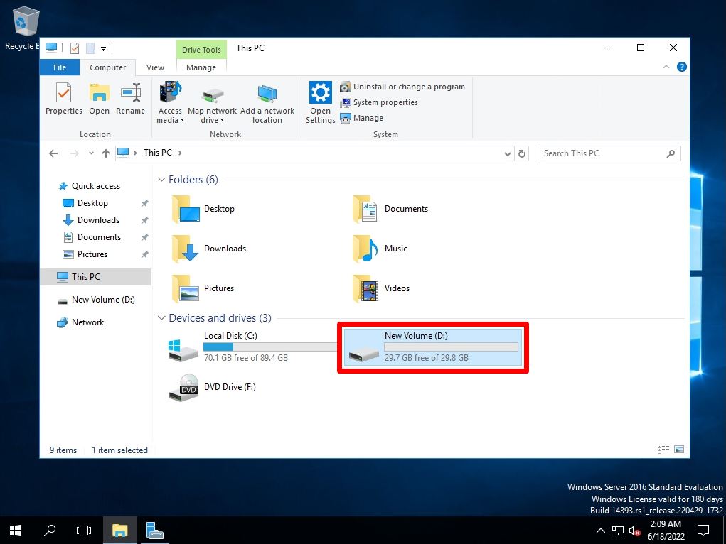 Windows Server 2016 How to recognize additional hard disk, SSD and