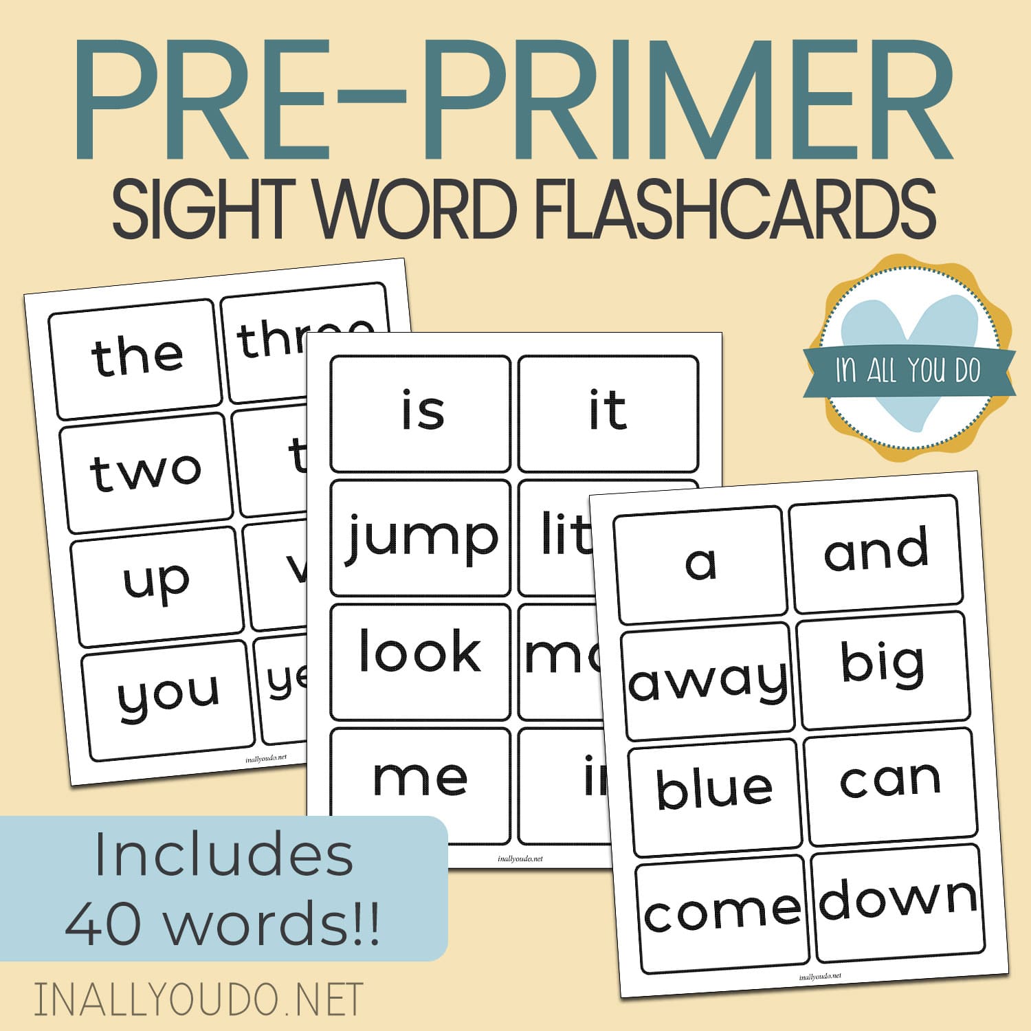 Pre-Primer Sight Word Flashcards – In All You Do