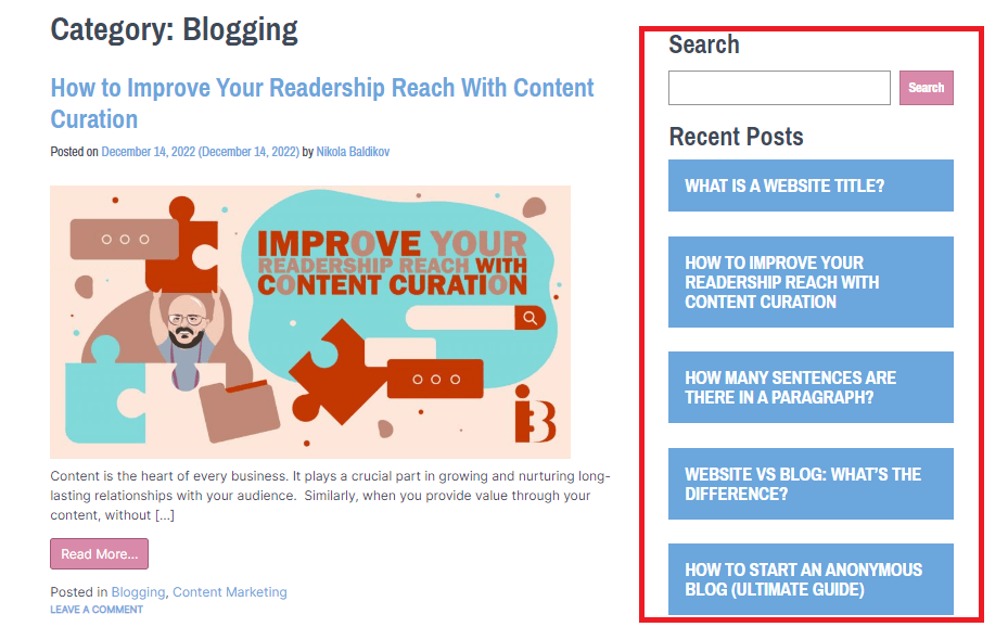 What is a Sidebar on a site? InboundBlogging