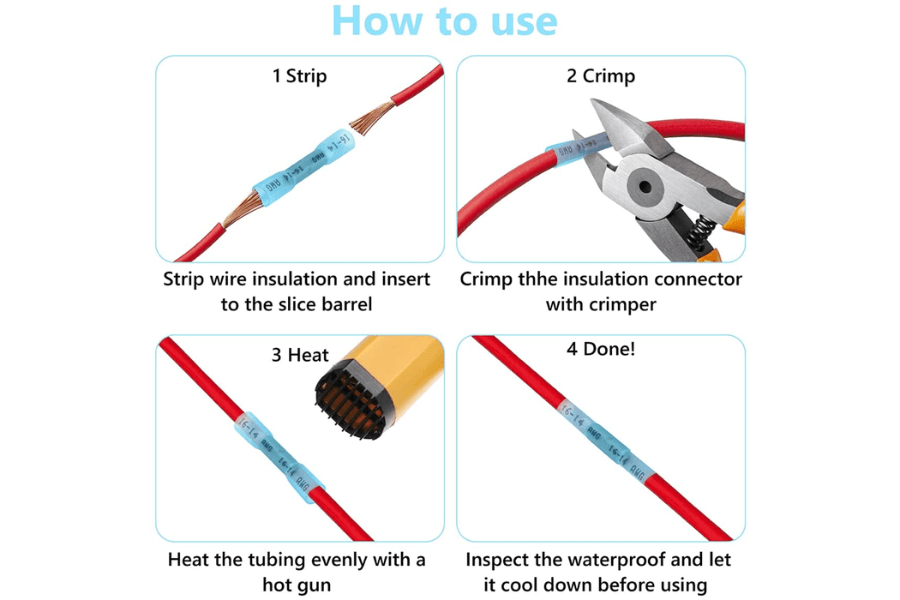RECOIL Blue heat shrink butt connectors/ Splices/ terminals 1614 AWG