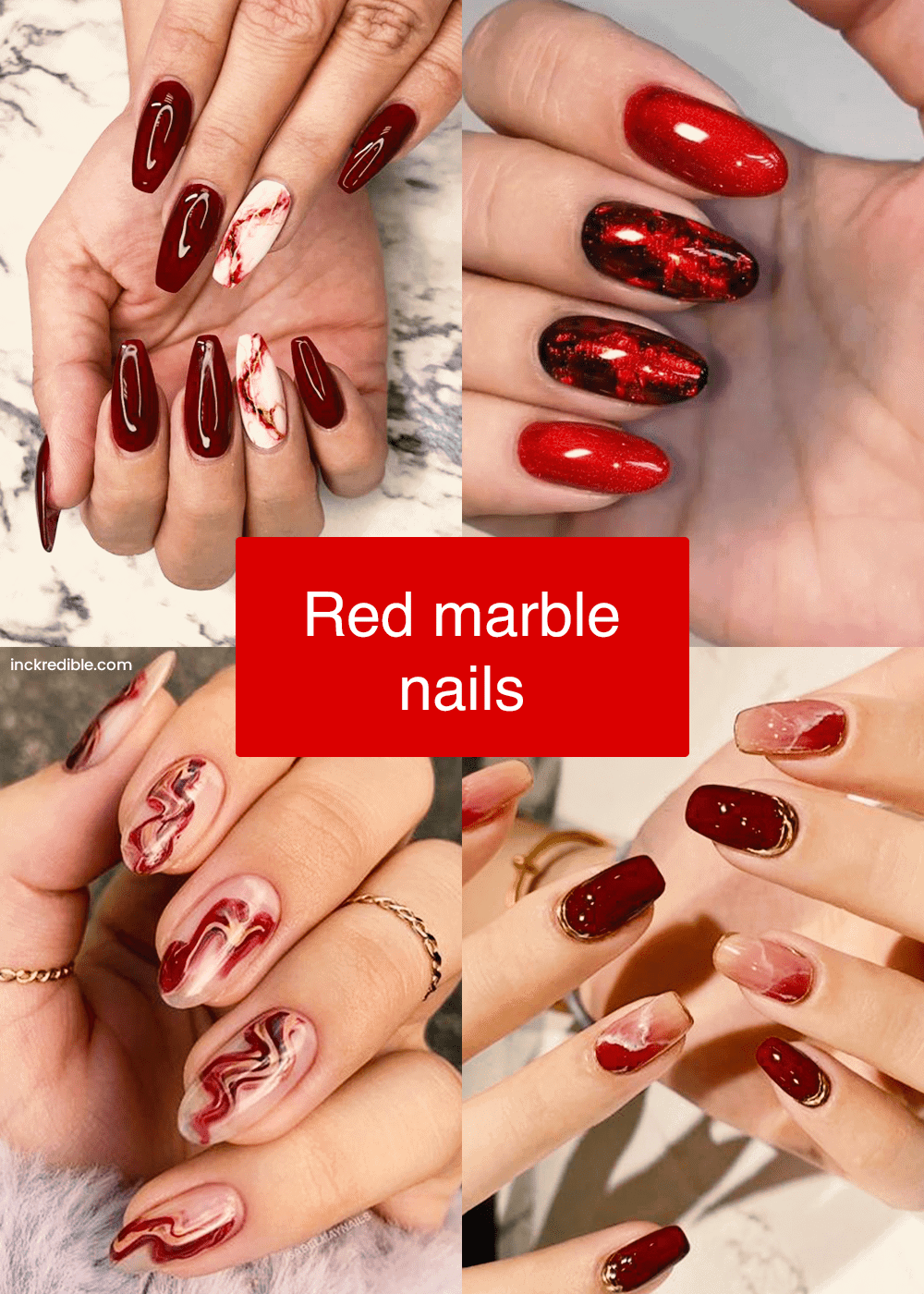 Red Marble Nails 15 Design Ideas Inckredible