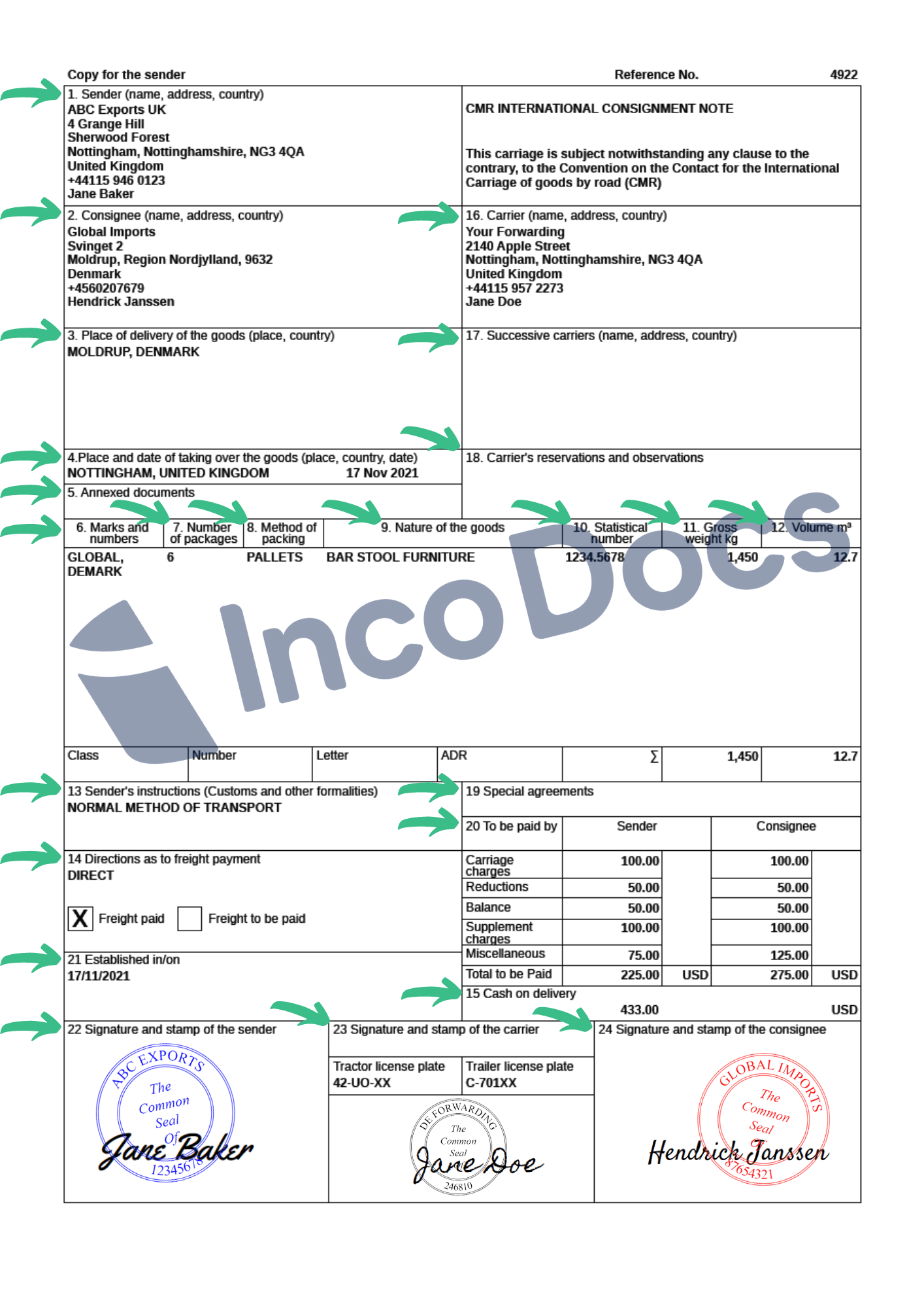 Create and Download a CMR Consignment Note for International Road