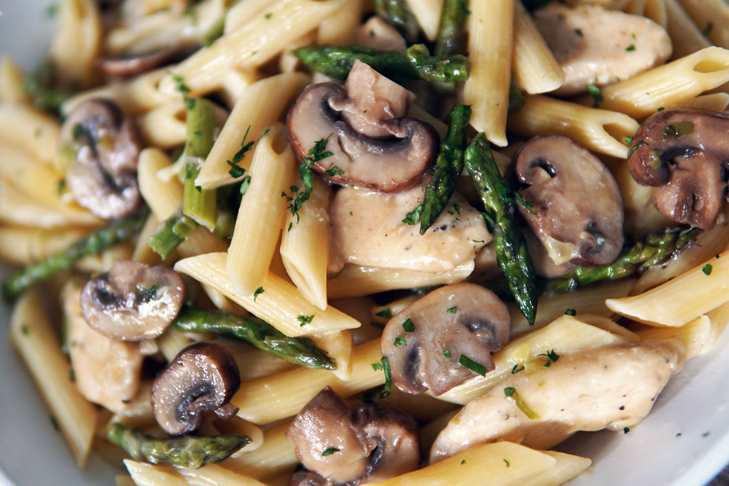mushroom asparagus pasta with chicken inconsistent kitchen