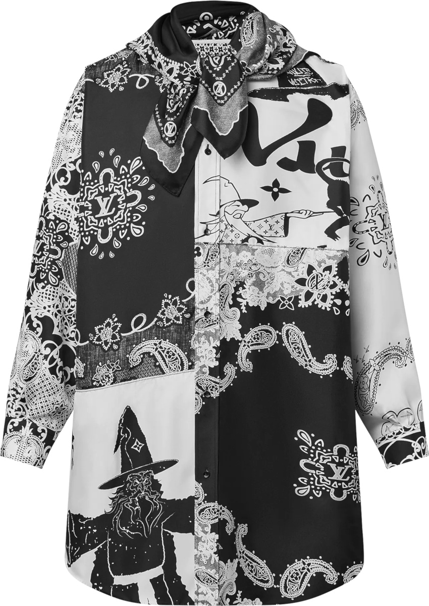 Louis Vuitton Black & White Scarf Overshirt INC STYLE