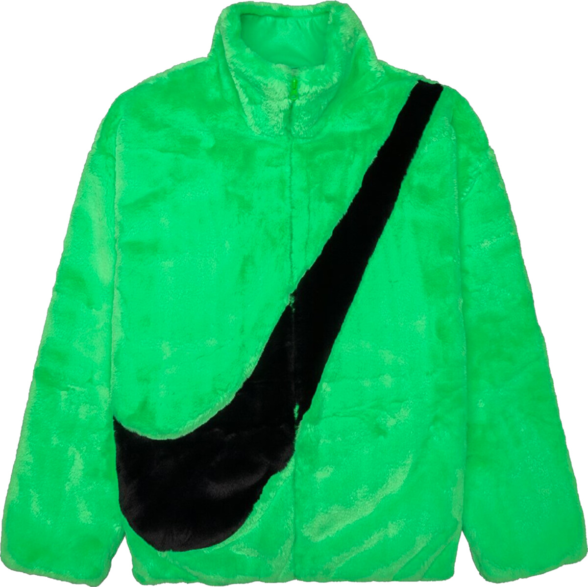 Nike Neon Green Big Swoosh Fur Jacket INC STYLE