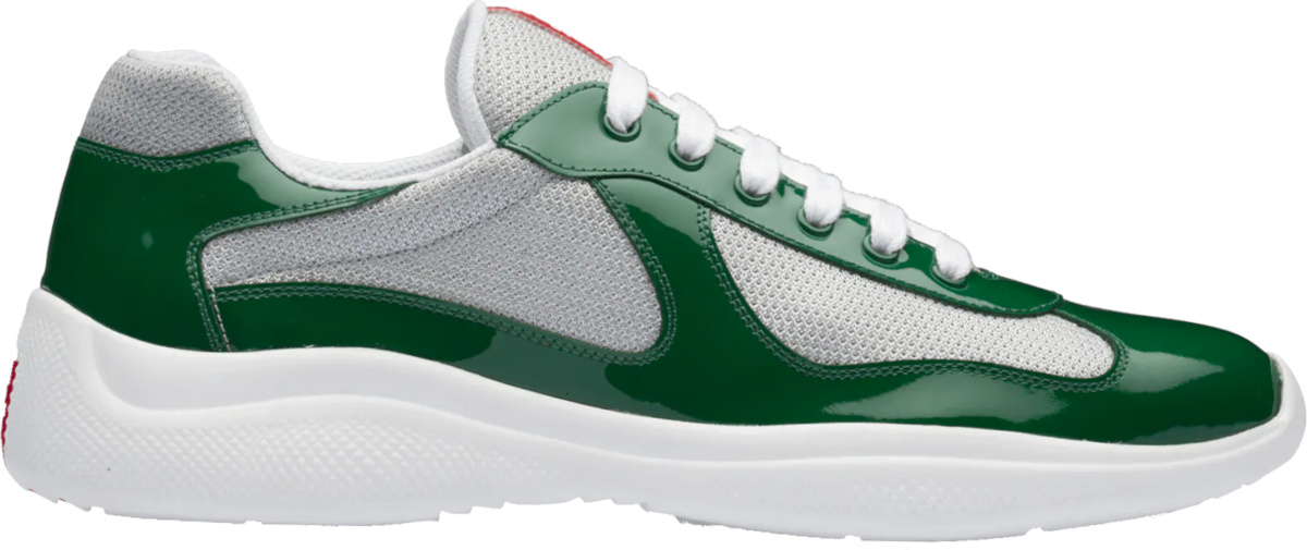 Prada Prada Americas Cup Patent Leather And Nylon Sneakers Green