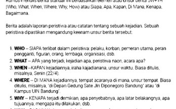 Contoh teks berita singkat tentang pendidikan bencana alam peristiwa tv televisi. Contoh Laporan Peristiwa 5w 1h Belajar