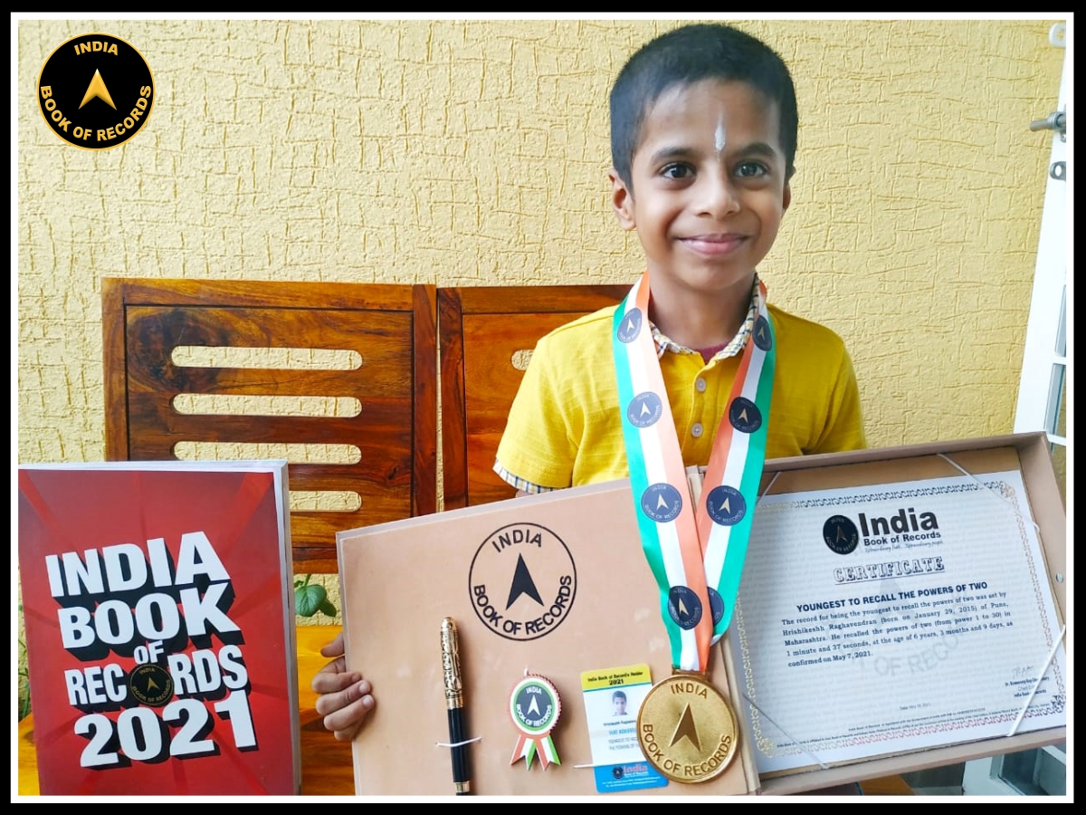 Youngest to recall the powers of two India Book of Records