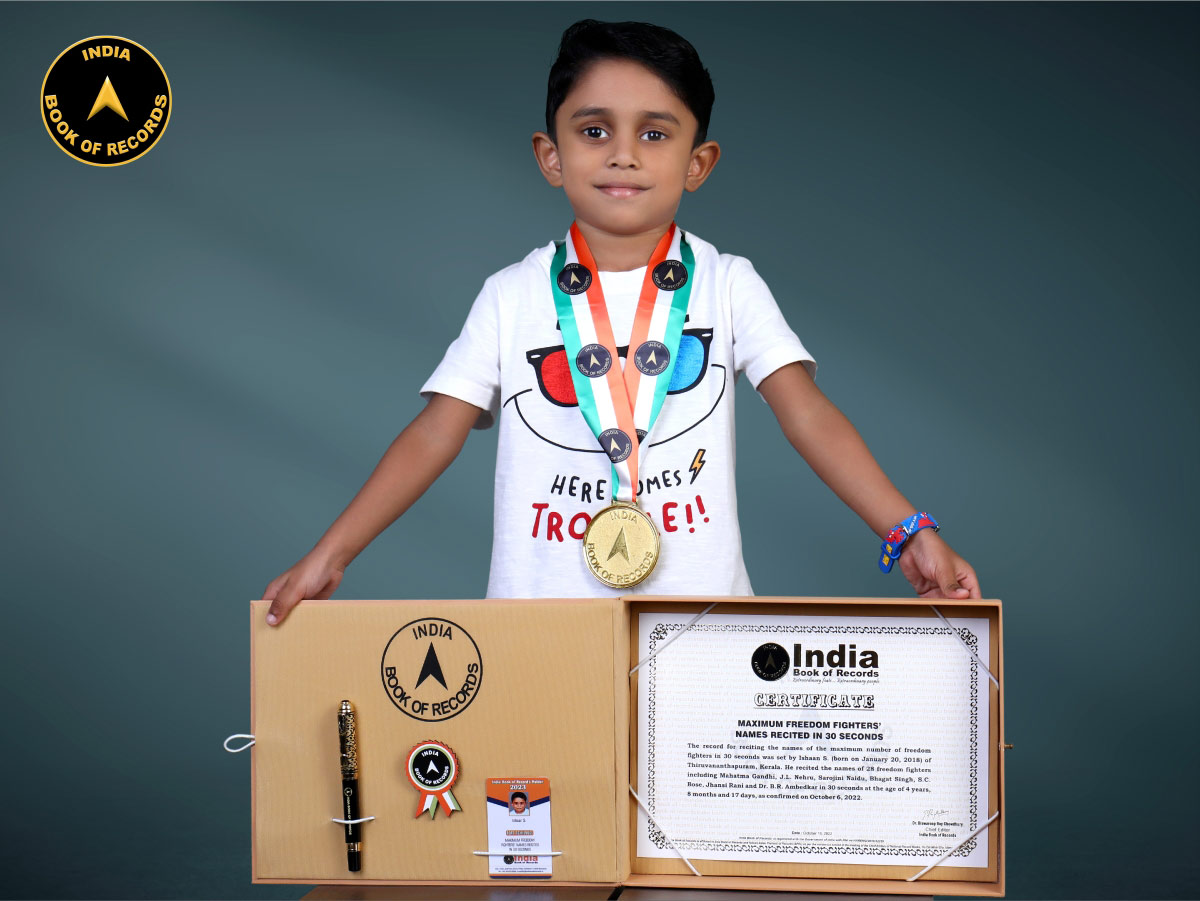 Maximum freedom fighters’ names recited in 30 seconds by a kid India Book of Records