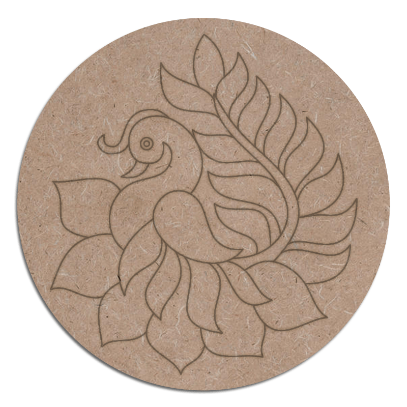 Pre Marked Wooden MDF Peacock Cutout for Craft Work DIY Art Supplies