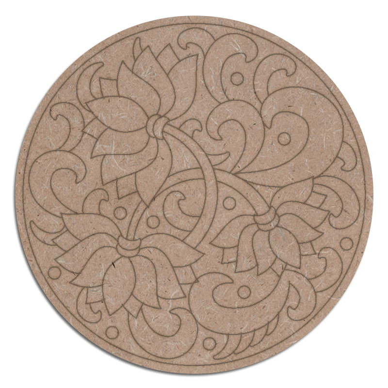 Pre Marked Wooden MDF Lotus Flower Cutout for Craft Work DIY Art