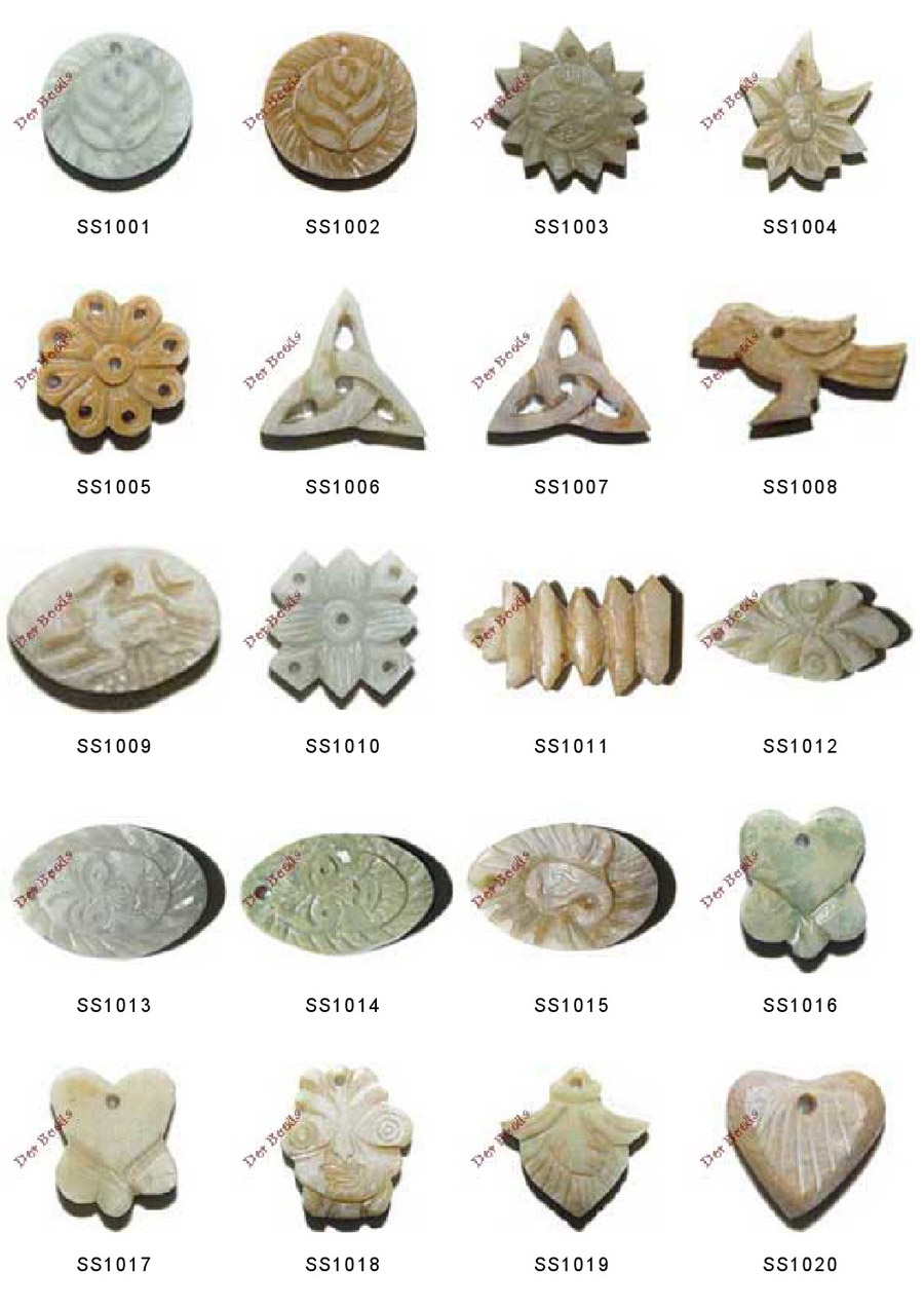 Soapstone Beads, Carved Stone Beads, Stone Beads, Marble Beads, Indian