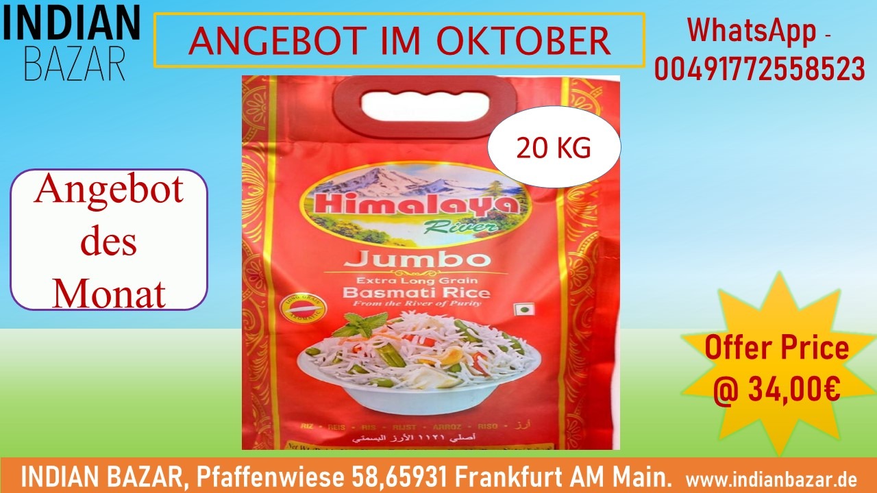 Himalaya Jumbo Basmati Rice 20KG Indian Bazar