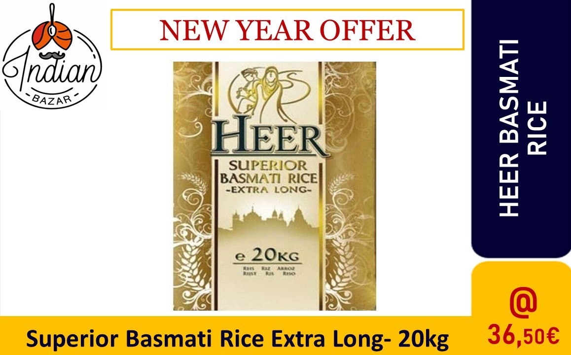 Heer Basmati Rice Extra Long 20kg Indian Bazar