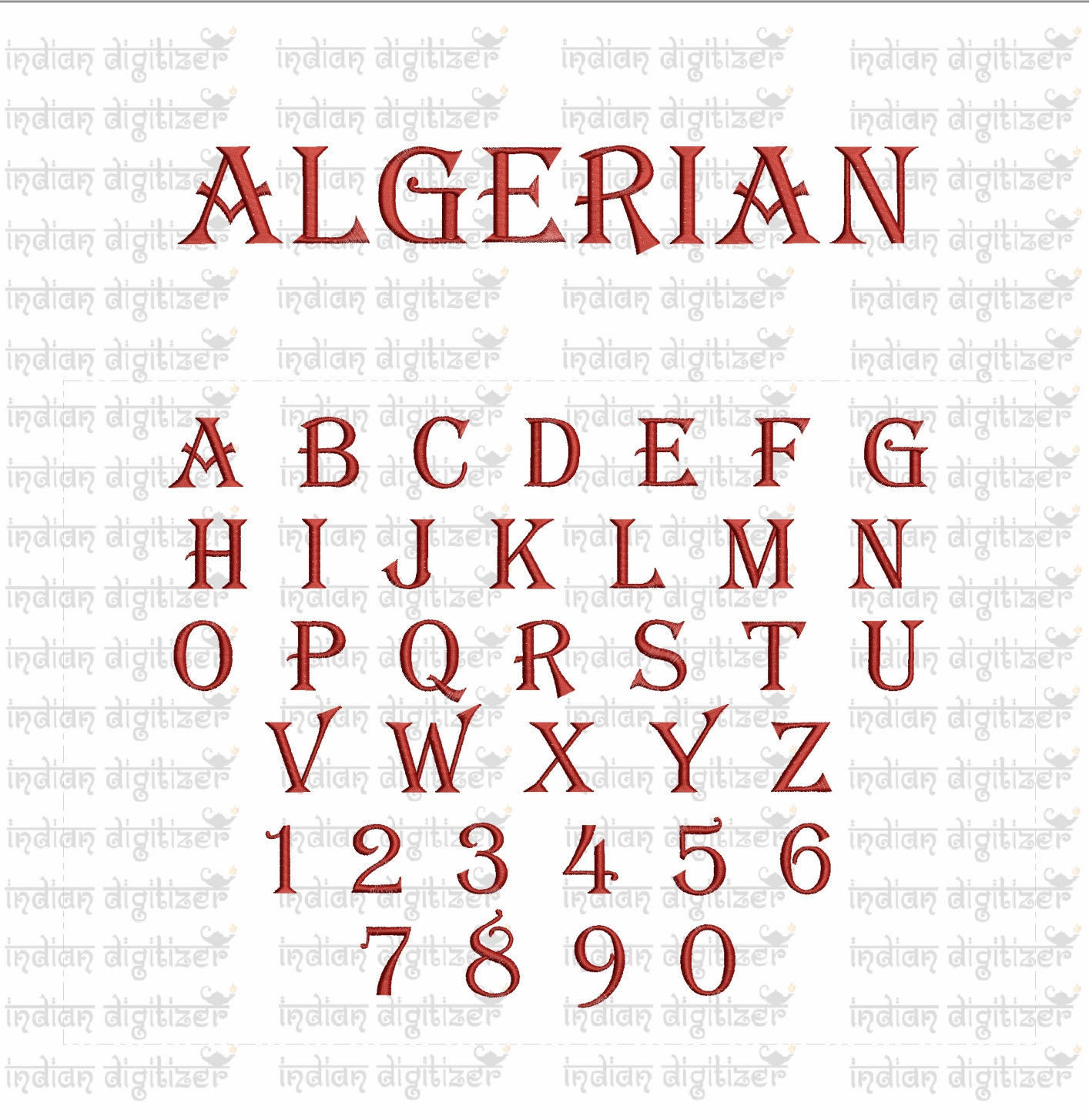 1" tall Algerian Embroidery Font Keyboard Mappable. Video