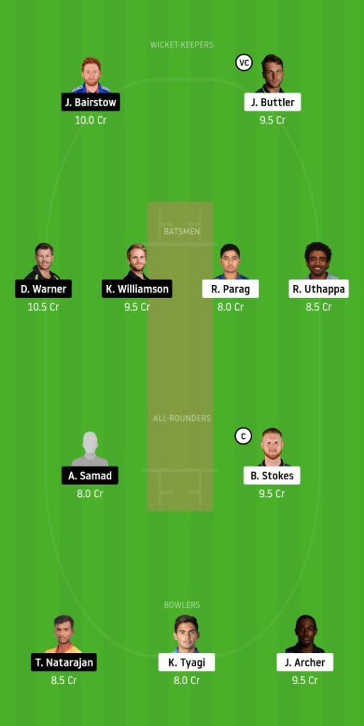 RR vs SRH Dream11 Team Prediction, Preview and Head to Head 40h Match