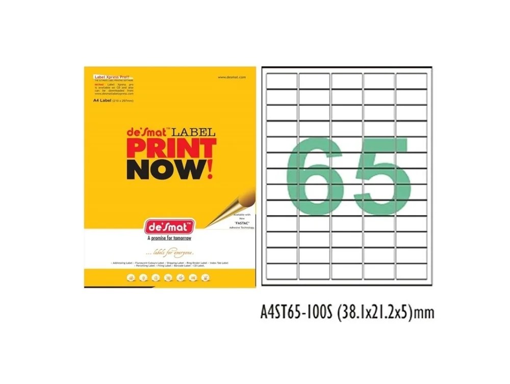 DESMAT ST65 LABELS 100 sheets