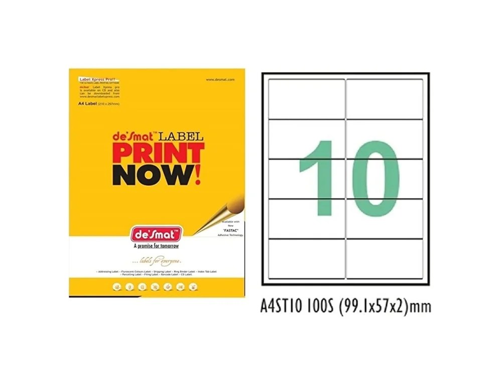 DESMAT ST10 LABELS 100 sheets