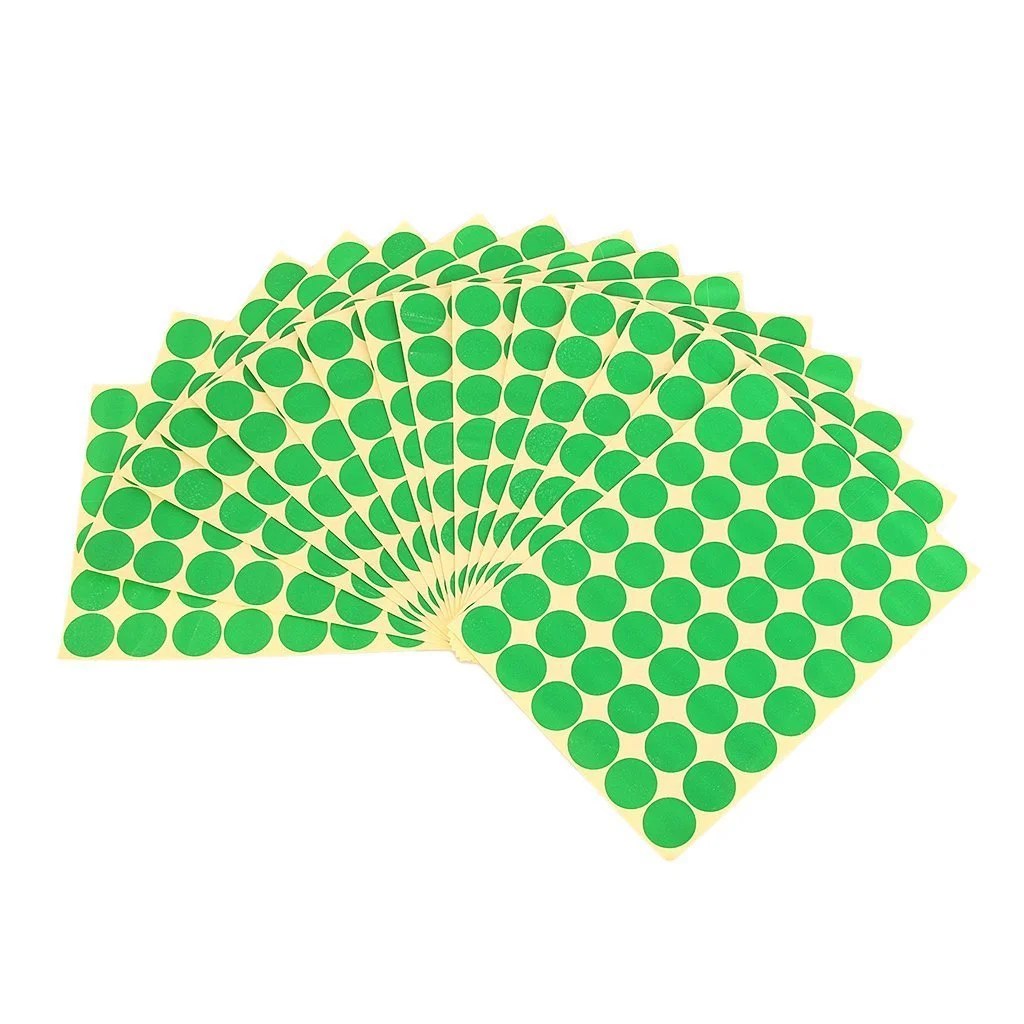 Green Colours 25mm Round Dot Stickers Diameter Round Color Coding