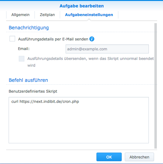 Synology Nextcloud Automatisierung mit cron jobs indiBit.de