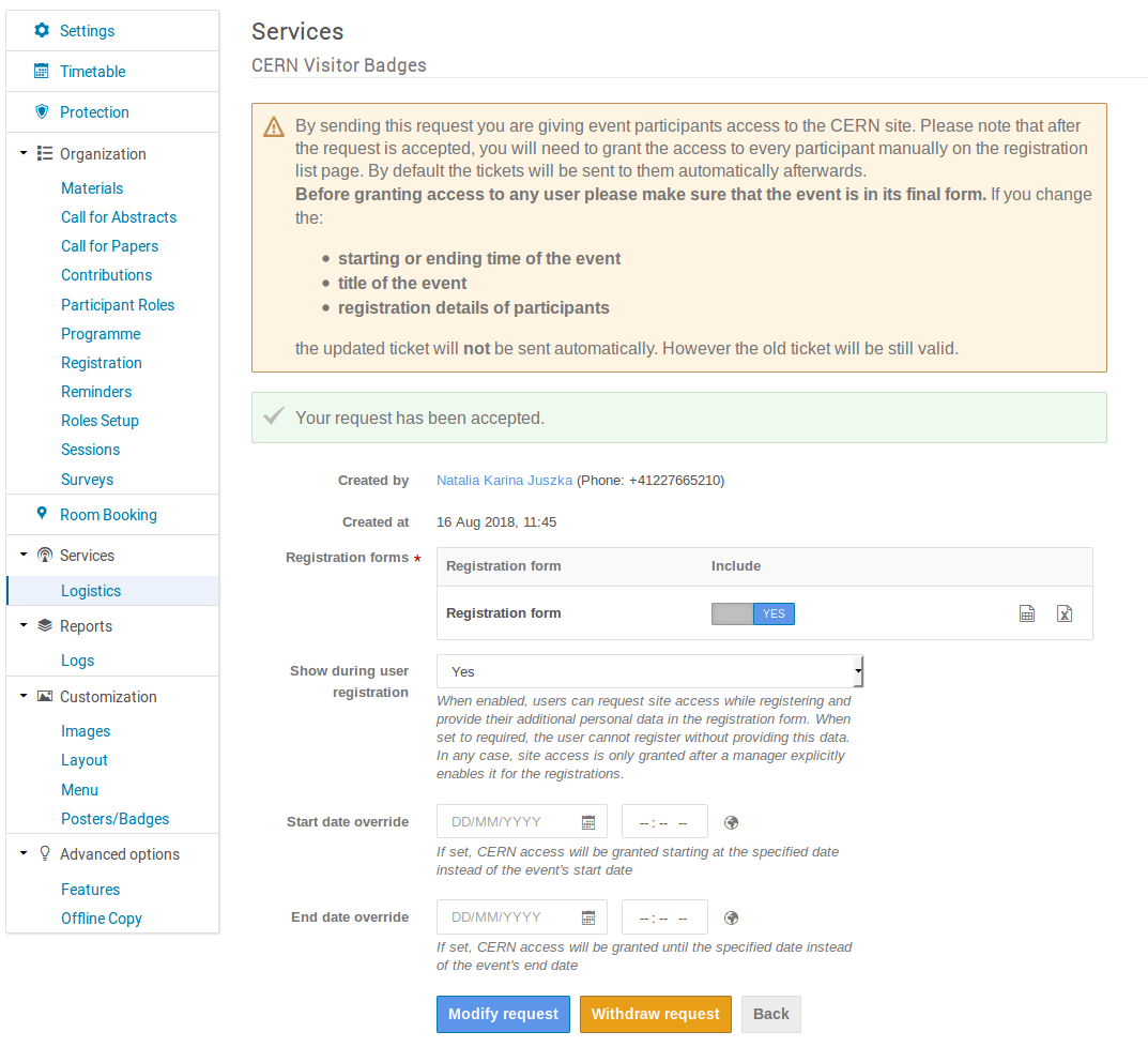 Access to the CERN site Learning Indico