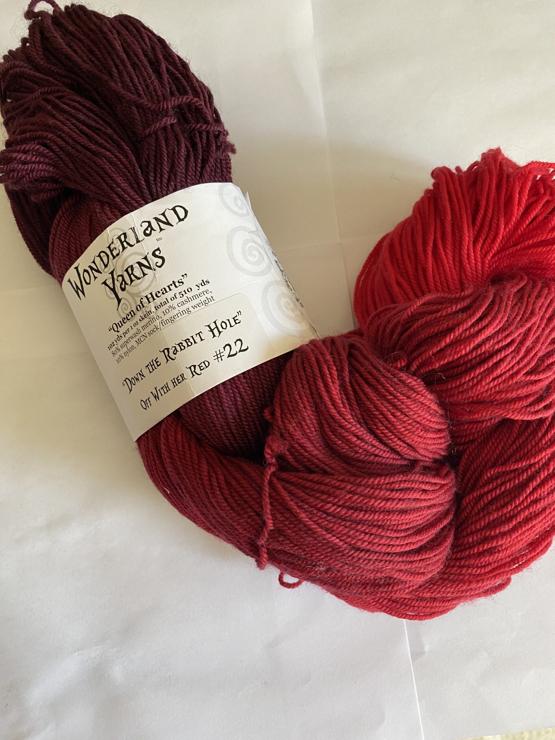 One skein Wonderland Yarns Queen of Hearts Indie Untangled