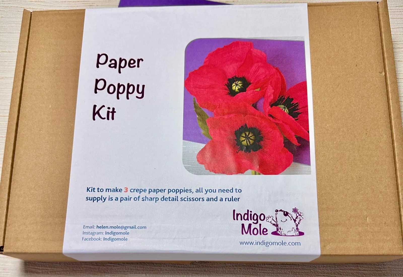 Poppy crepe paper flower kit Indigo Mole