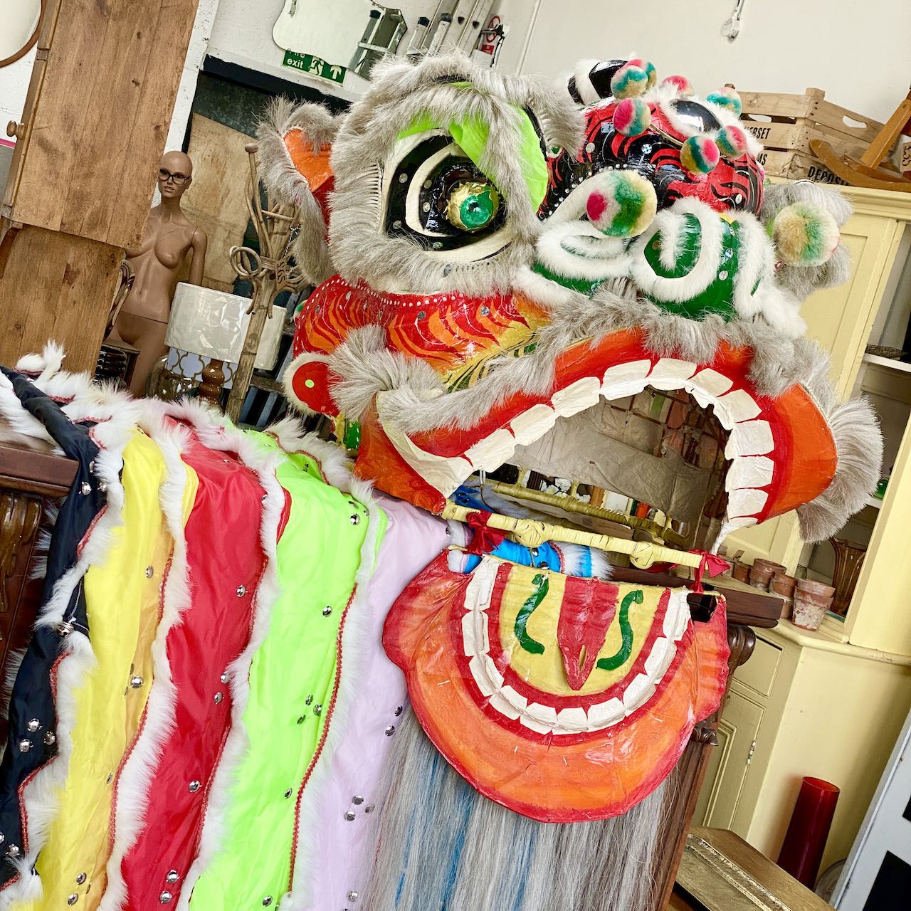 Chinese Lion Dance Costume Authentic Vintage Costumes Indigo Sprout